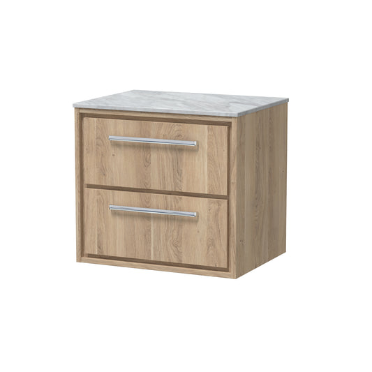 Hudson Reed 600mm Wall Hung 2-Drawer Vanity with Marble Worktop