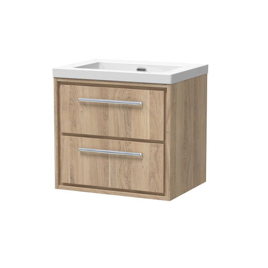 Hudson Reed 600mm Wall Hung 2-Drawer Vanity with Basin - 0 Tap Hole