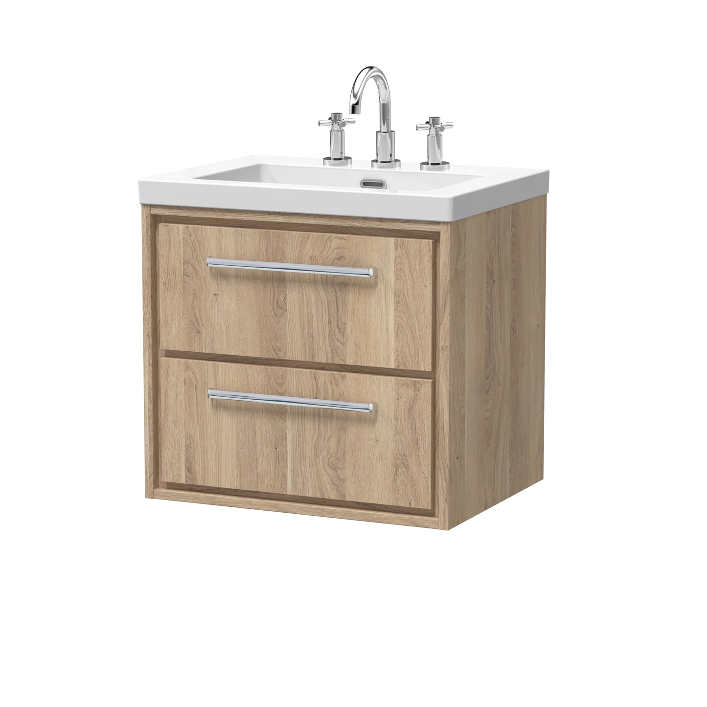 Hudson Reed 600mm Wall Hung 2-Drawer Vanity with Basin - 3 Tap Hole