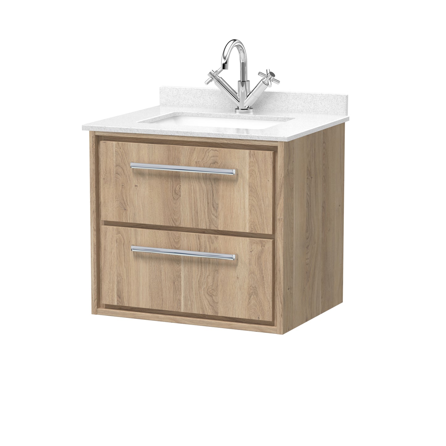 Hudson Reed 600mm Wall Hung 2-Drawer Vanity with Marble Worktop Basin