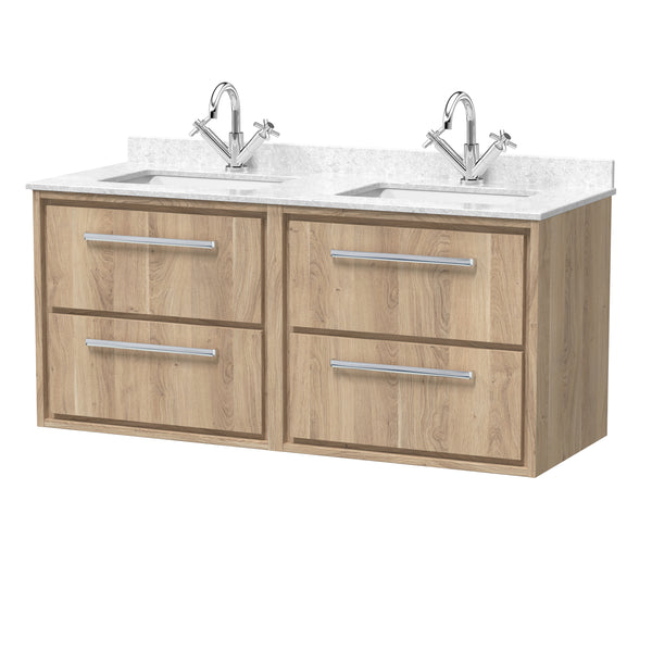 Hudson Reed 1200mm Wall Hung 4-Drawer Vanity with Marble Worktop Basin