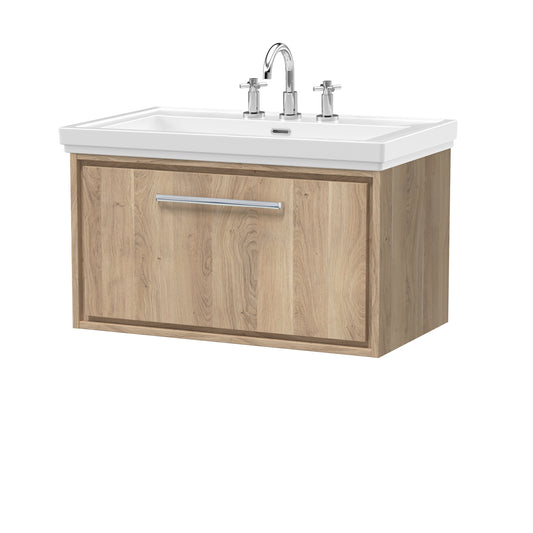 Hudson Reed 800mm Wall Hung Single Drawer Vanity with Basin - 3 Tap Hole