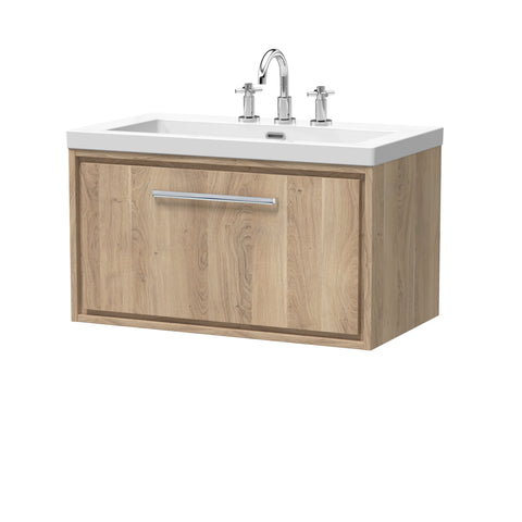 Hudson Reed 800mm Wall Hung Single Drawer Vanity with Basin - 3 Tap Hole