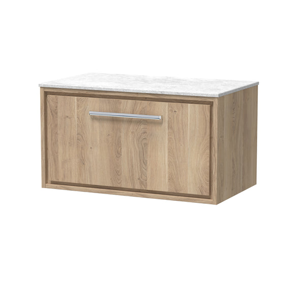 Hudson Reed 800mm Wall Hung Single Drawer Vanity with Marble Worktop