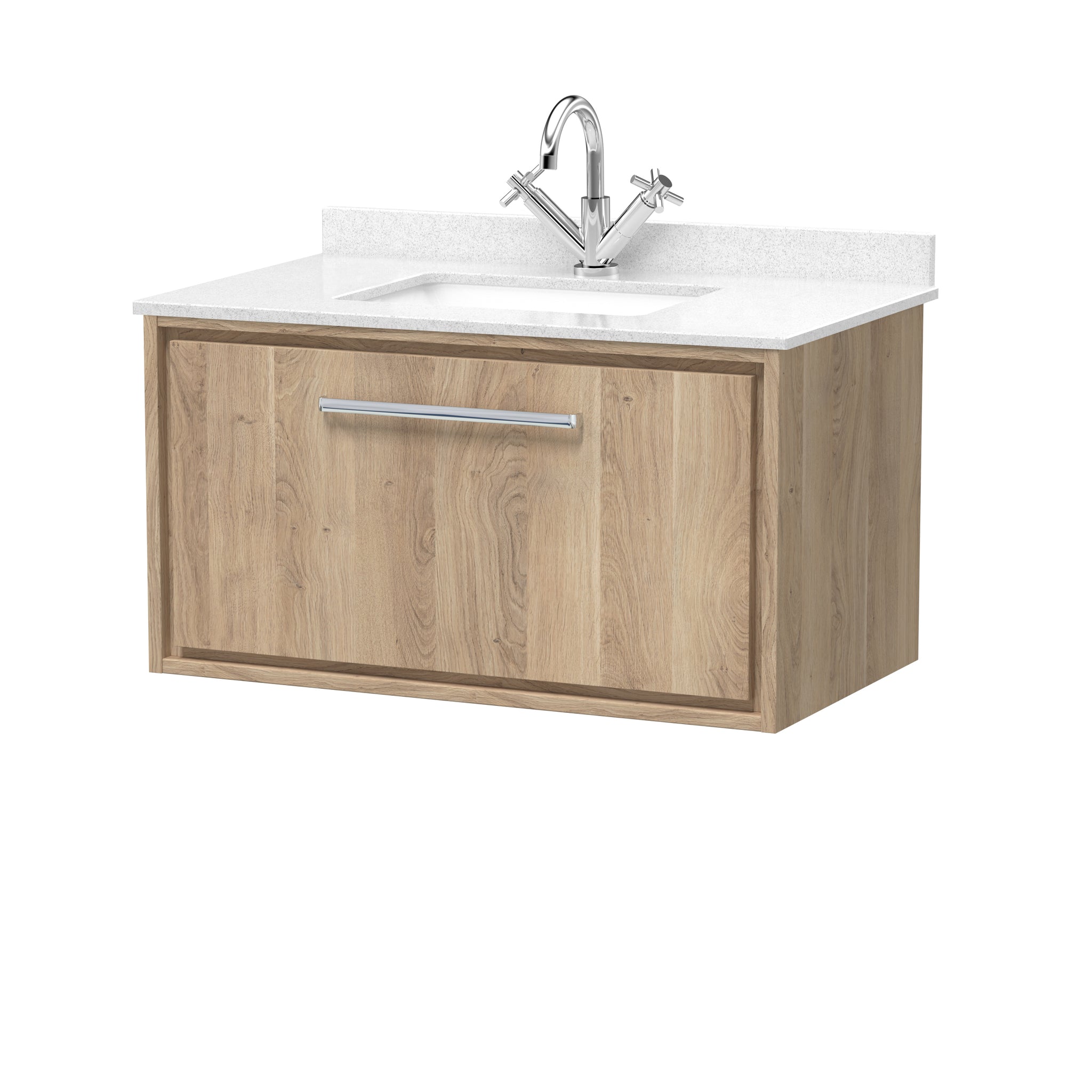 Hudson Reed 800mm Wall Hung Single Drawer Vanity with Marble Worktop Basin