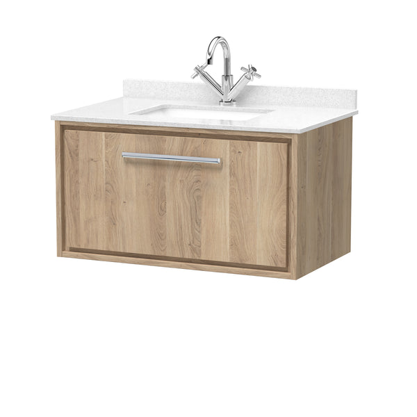 Hudson Reed 800mm Wall Hung Single Drawer Vanity with Marble Worktop Basin