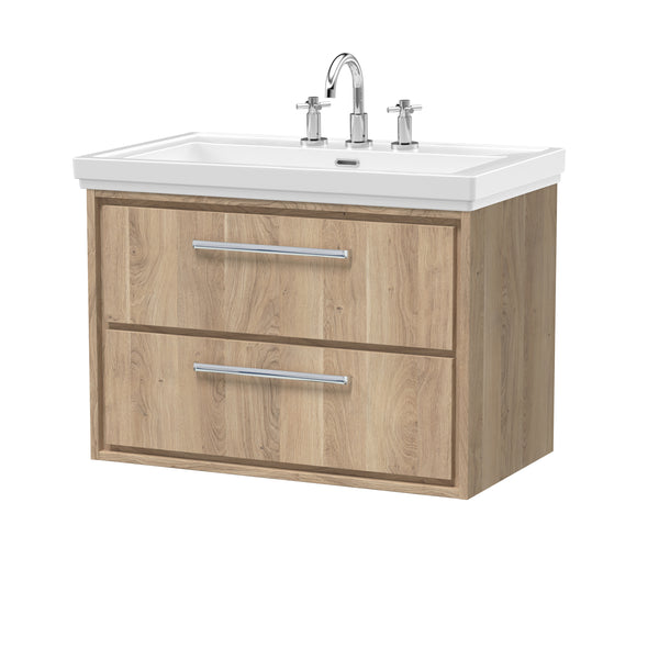 Hudson Reed 800mm Wall Hung 2-Drawer Vanity with Basin - 3 Tap Hole