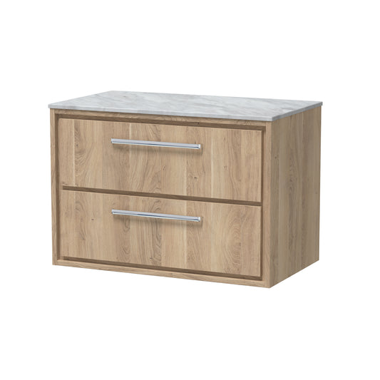 Hudson Reed 800mm Wall Hung 2-Drawer Vanity with Marble Worktop