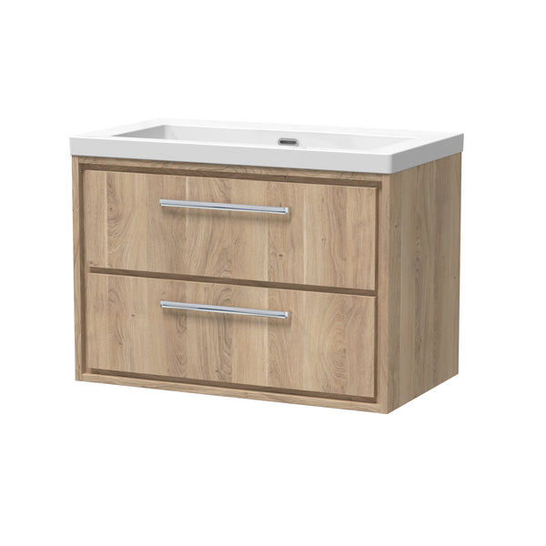 Hudson Reed 800mm Wall Hung 2-Drawer Vanity with Basin - 0 Tap Hole