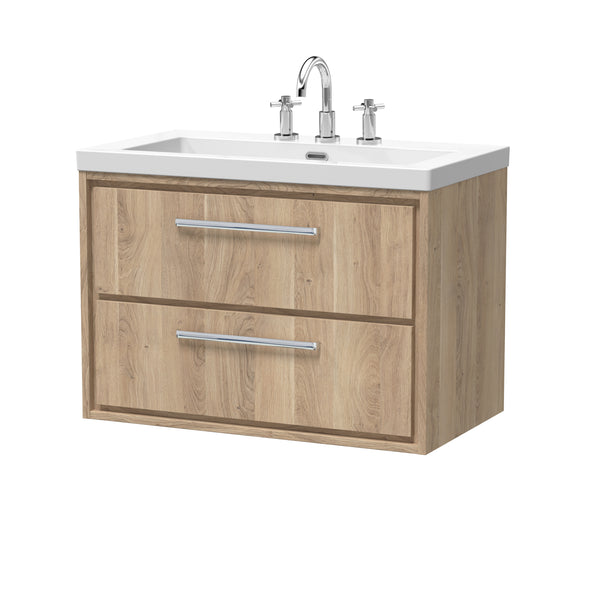 Hudson Reed 800mm Wall Hung 2-Drawer Vanity with Basin - 3 Tap Hole