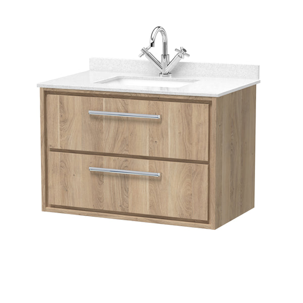 Hudson Reed 800mm Wall Hung 2-Drawer Vanity with Marble Worktop Basin