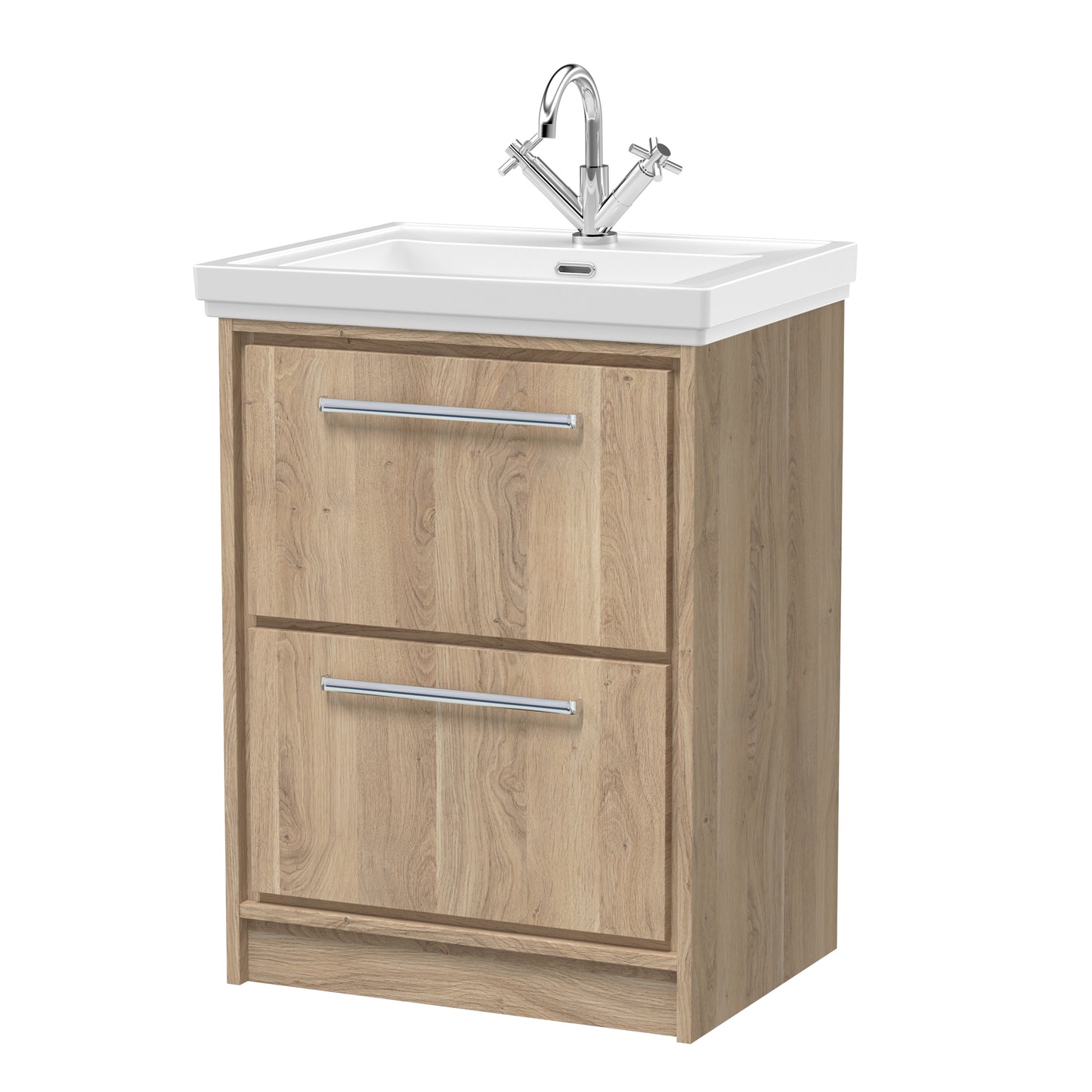 Hudson Reed 600mm Floor Standing 2-Drawer Vanity with Basin - 1 Tap Hole