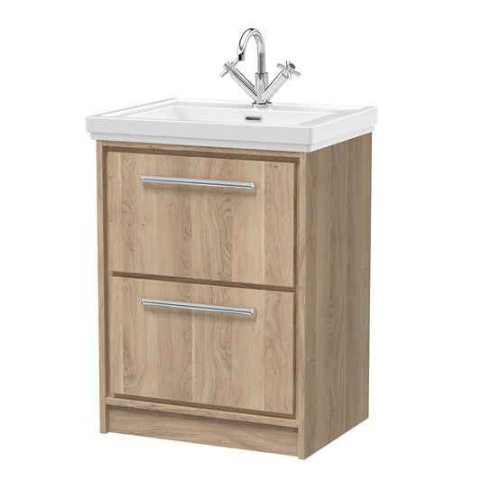 Hudson Reed 600mm Floor Standing 2-Drawer Vanity with Basin - 1 Tap Hole