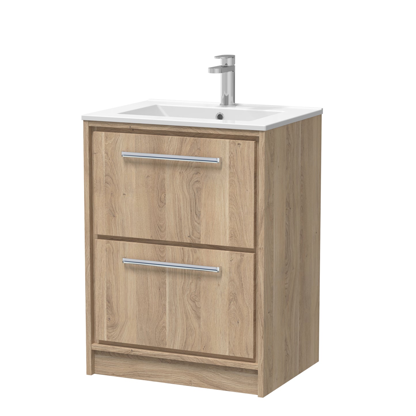 Hudson Reed 600mm Floor Standing 2-Drawer Vanity with Basin - 1 Tap Hole