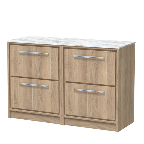 Hudson Reed 1200mm Floor Standing 4-Drawer Vanity with Marble Worktop