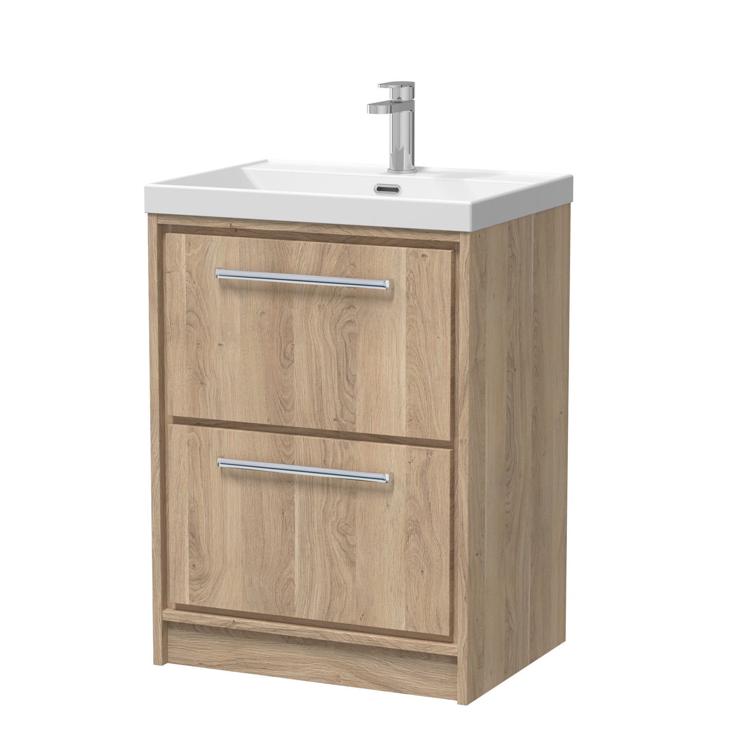 Hudson Reed 600mm Floor Standing 2-Drawer Vanity with Basin - 1 Tap Hole