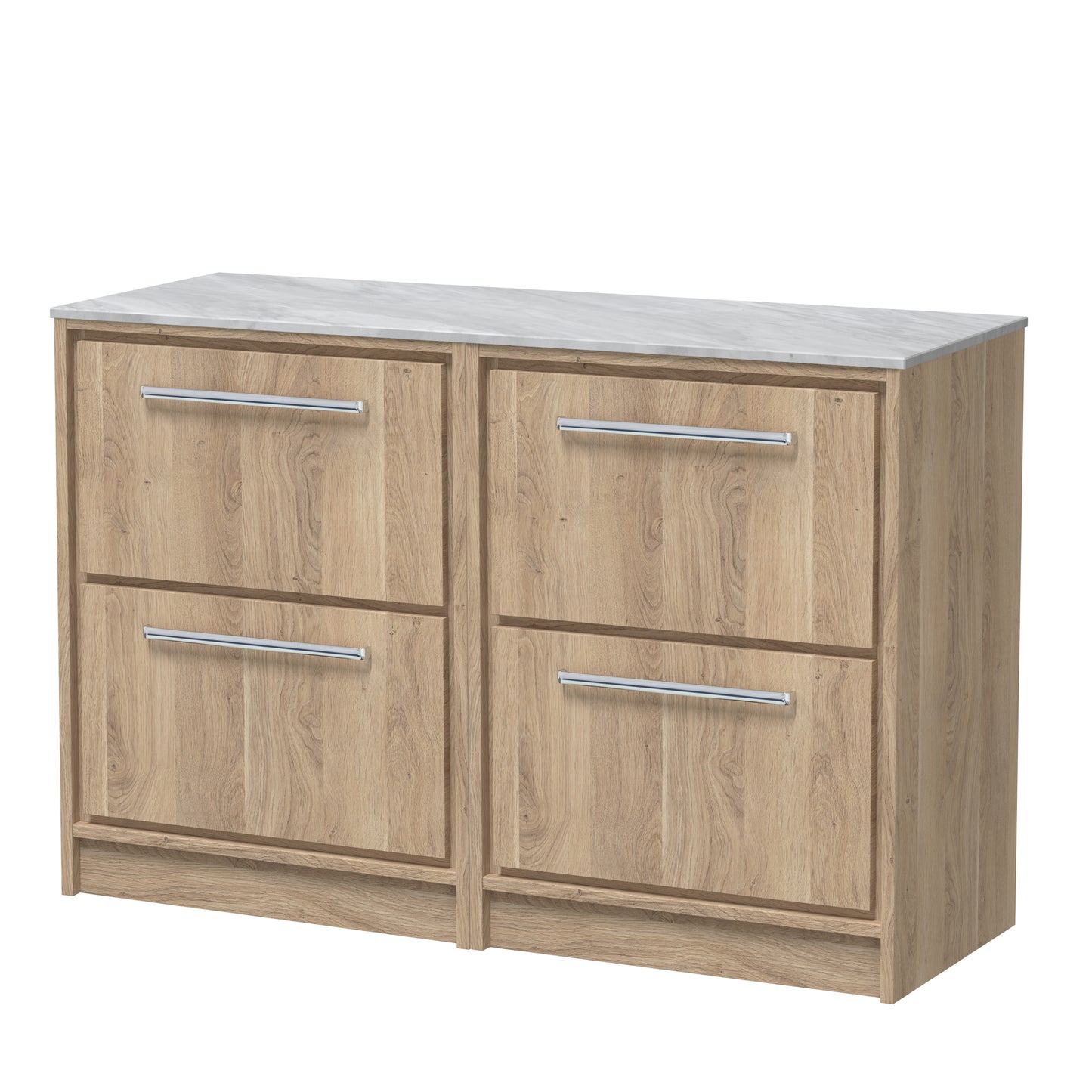 Hudson Reed 1200mm Floor Standing 4-Drawer Vanity with Marble Worktop
