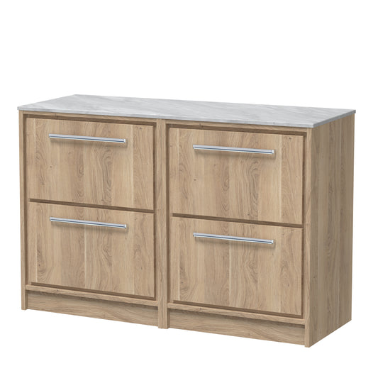 Hudson Reed 1200mm Floor Standing 4-Drawer Vanity with Marble Worktop
