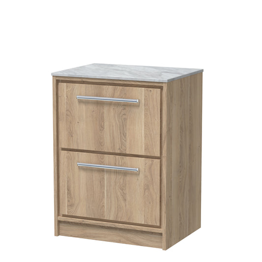 Hudson Reed 600mm Floor Standing 2-Drawer Vanity with Marble Worktop