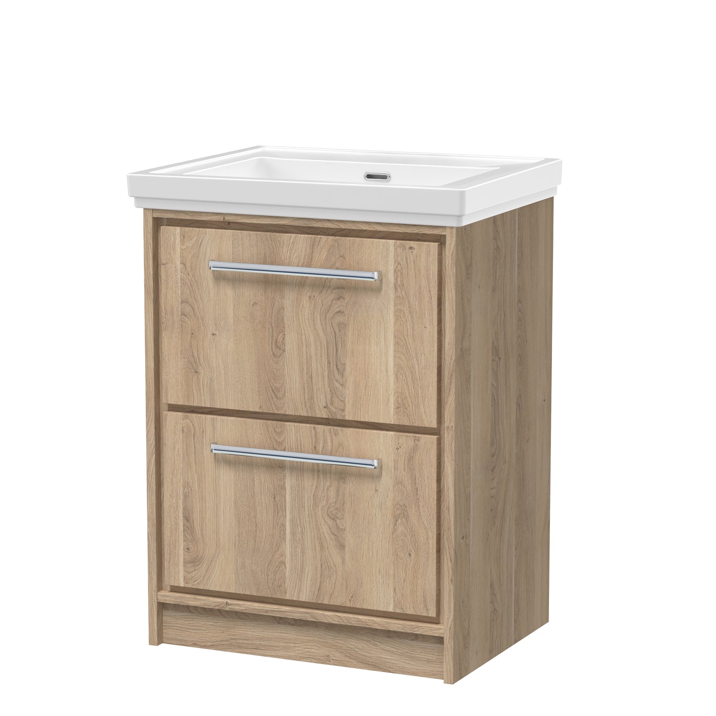 Hudson Reed 600mm Floor Standing 2-Drawer Vanity with Basin - 0 Tap Hole