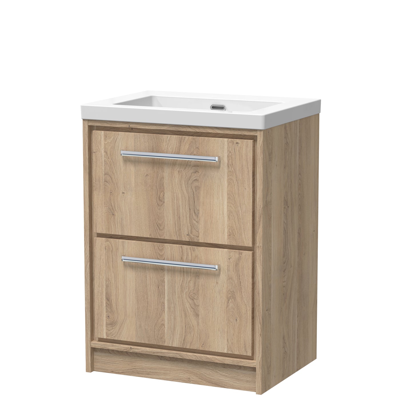 Hudson Reed 600mm Floor Standing 2-Drawer Vanity with Basin - 0 Tap Hole