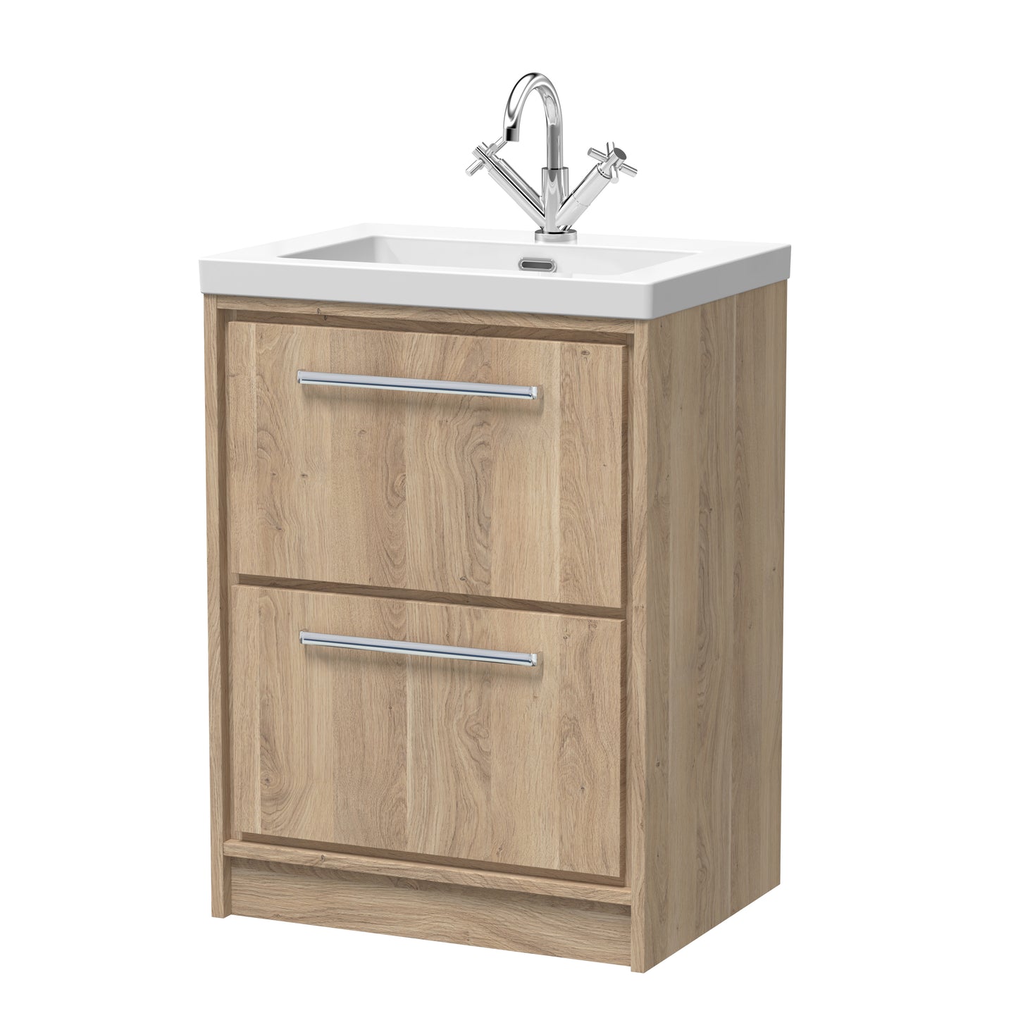 Hudson Reed 600mm Floor Standing 2-Drawer Vanity with Basin - 1 Tap Hole