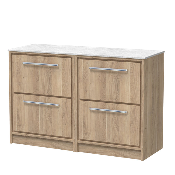Hudson Reed 1200mm Floor Standing 4-Drawer Vanity with Marble Worktop