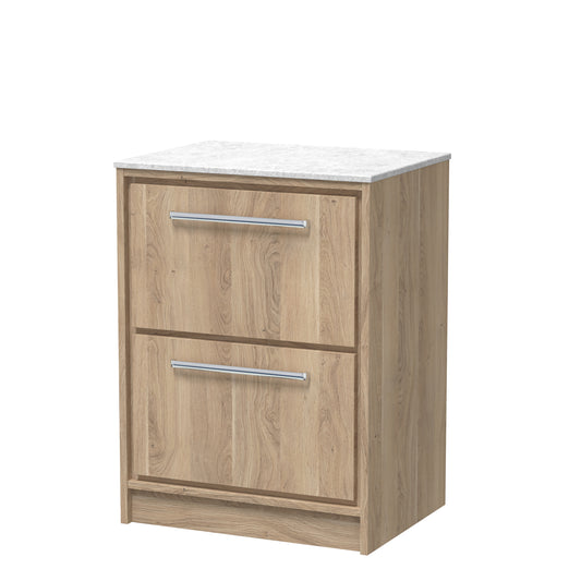 Hudson Reed 600mm Floor Standing 2-Drawer Vanity with Marble Worktop