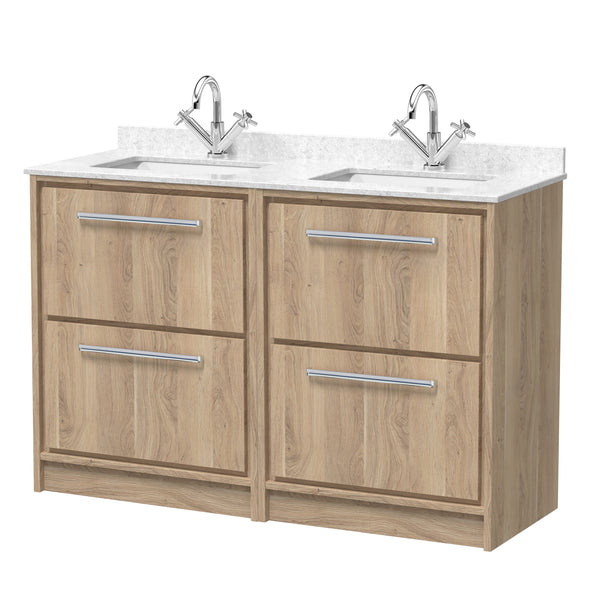 Hudson Reed 1200mm Floor Standing 4-Drawer Vanity with Marble Worktop Basin