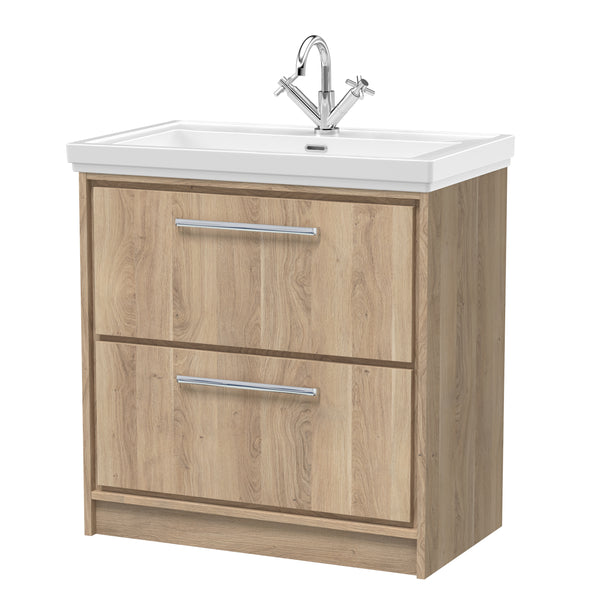 Hudson Reed 800mm Floor Standing 2-Drawer Vanity with Basin - 1 Tap Hole