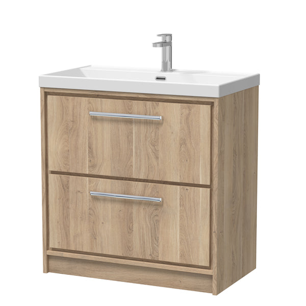 Hudson Reed 800mm Floor Standing 2-Drawer Vanity with Basin - 1 Tap Hole