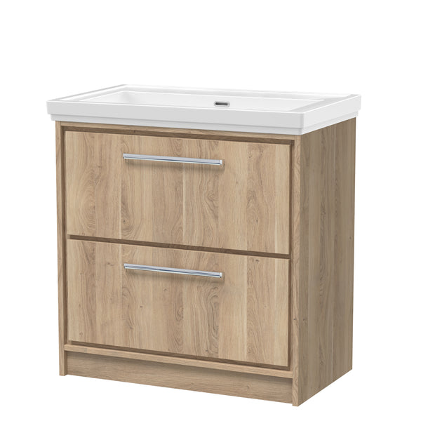 Hudson Reed 800mm Floor Standing 2-Drawer Vanity with Basin - 0 Tap Hole