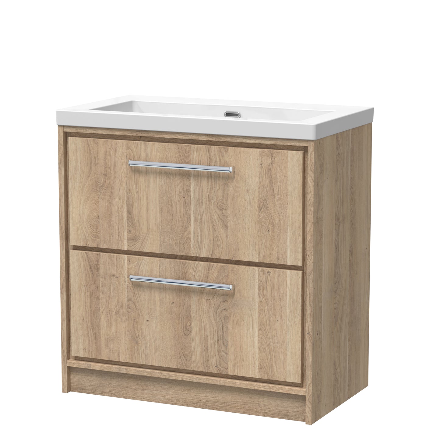 Hudson Reed 800mm Floor Standing 2-Drawer Vanity with Basin - 0 Tap Hole