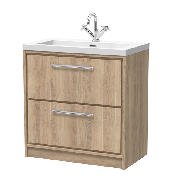 Hudson Reed 800mm Floor Standing 2-Drawer Vanity with Basin - 1 Tap Hole
