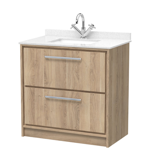 Hudson Reed 800mm Floor Standing 2-Drawer Vanity with Marble Worktop Basin