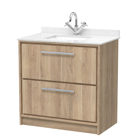Hudson Reed 800mm Floor Standing 2-Drawer Vanity with Marble Worktop Basin