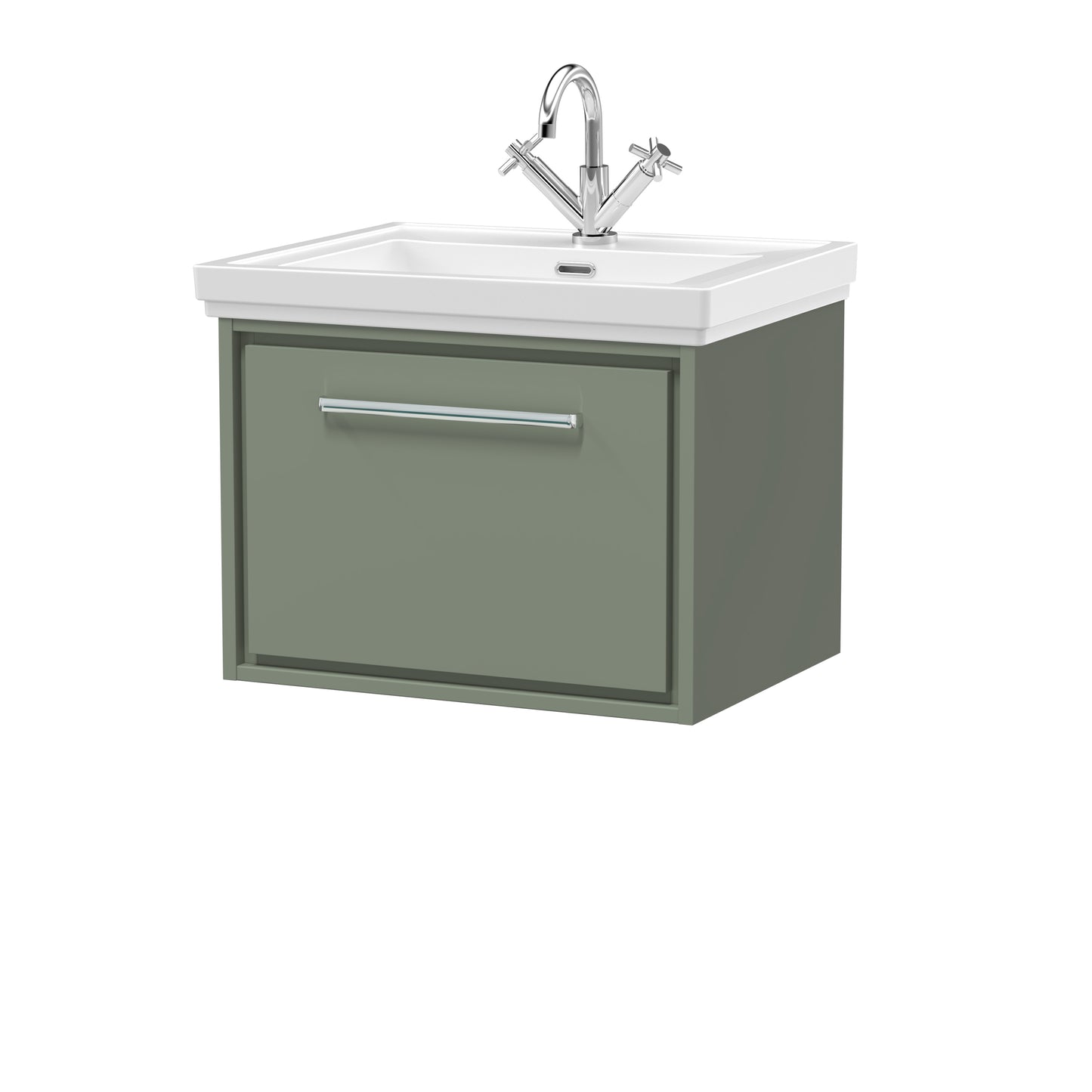 Hudson Reed 600mm Wall Hung Single Drawer Vanity with Basin - 1 Tap Hole