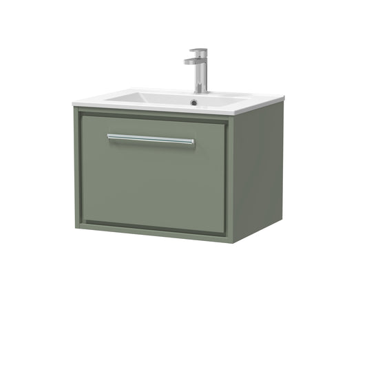 Hudson Reed 600mm Wall Hung Single Drawer Vanity with Basin - 1 Tap Hole