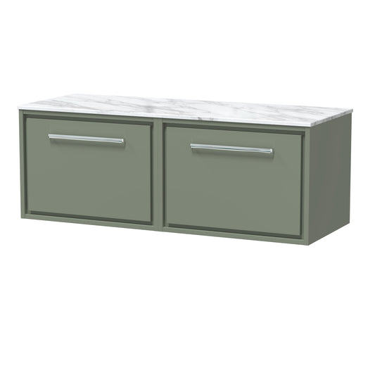 Hudson Reed 1200mm Wall Hung Single Drawer Vanity with Marble Worktop