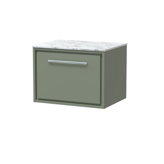 Hudson Reed 600mm Wall Hung Single Drawer Vanity with Marble Worktop