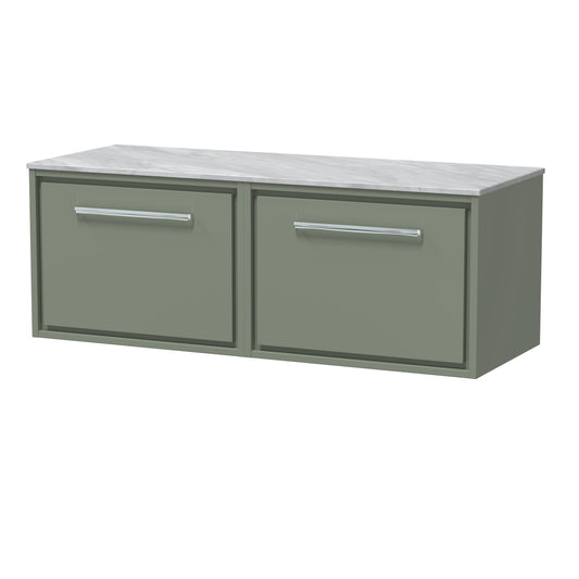 Hudson Reed 1200mm Wall Hung Single Drawer Vanity with Marble Worktop