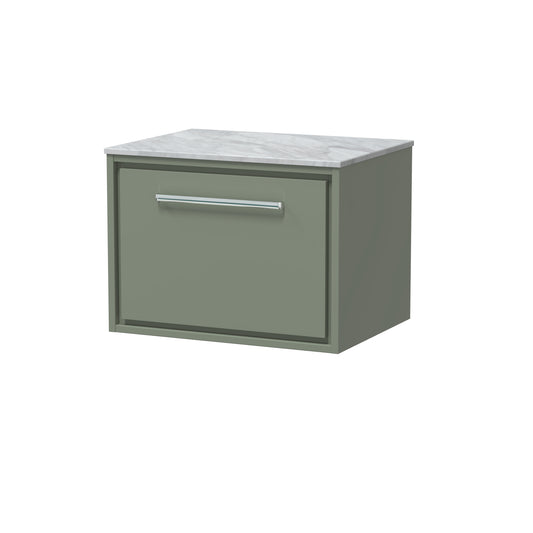 Hudson Reed 600mm Wall Hung Single Drawer Vanity with Marble Worktop