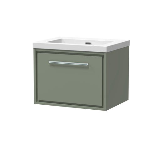 Hudson Reed 600mm Wall Hung Single Drawer Vanity with Basin - 0 Tap Hole
