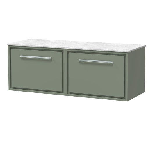 Hudson Reed 1200mm Wall Hung Single Drawer Vanity with Marble Worktop