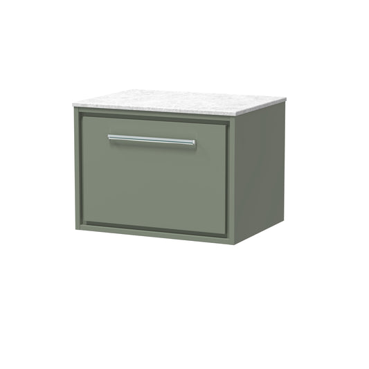 Hudson Reed 600mm Wall Hung Single Drawer Vanity with Marble Worktop