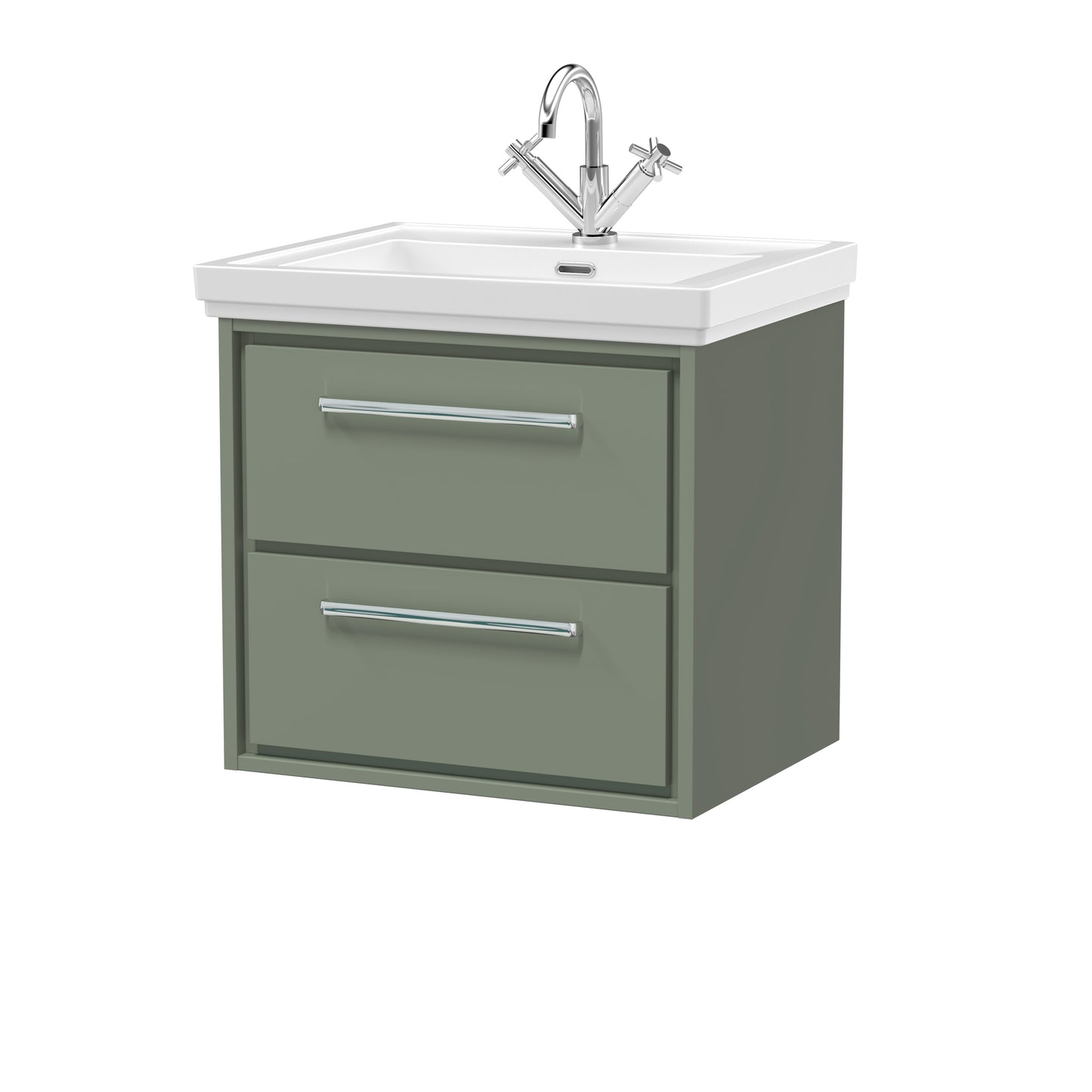 Hudson Reed 600mm Wall Hung 2-Drawer Vanity with Basin - 1 Tap Hole