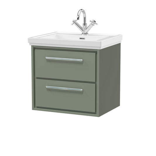 Hudson Reed 600mm Wall Hung 2-Drawer Vanity with Basin - 1 Tap Hole