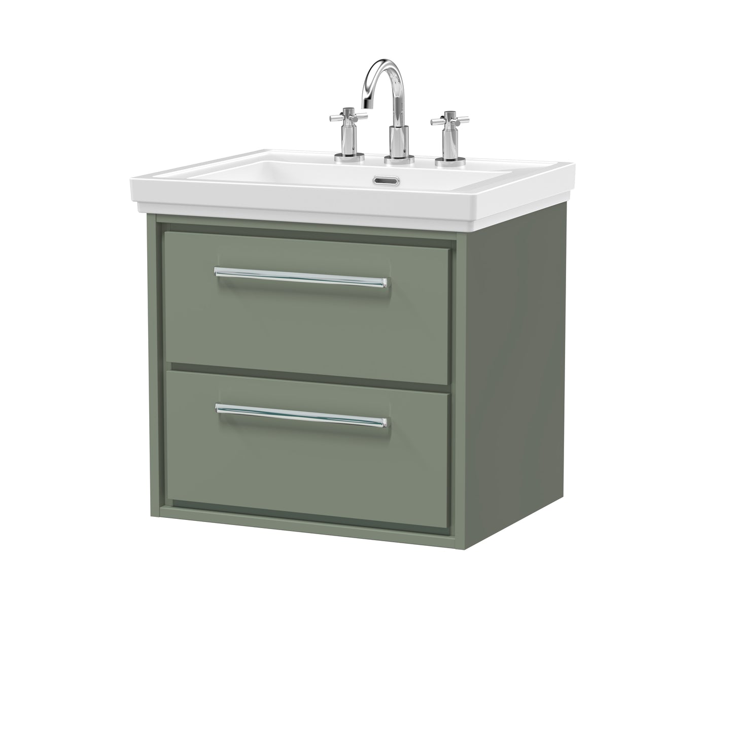 Hudson Reed 600mm Wall Hung 2-Drawer Vanity with Basin - 3 Tap Hole