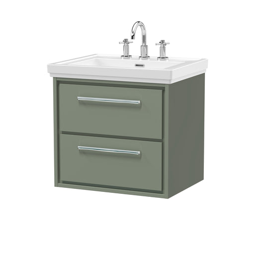 Hudson Reed 600mm Wall Hung 2-Drawer Vanity with Basin - 3 Tap Hole