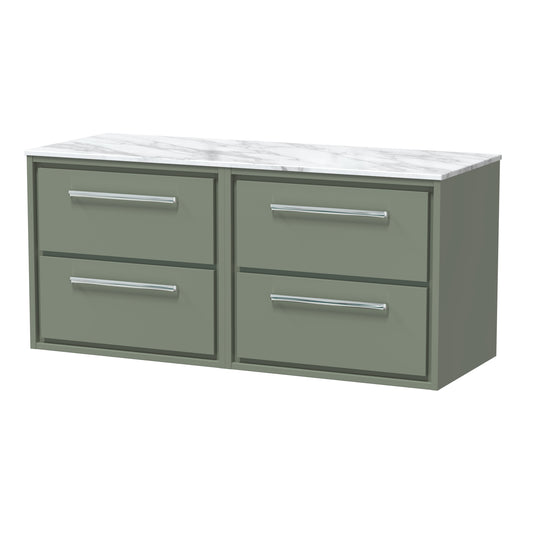 Hudson Reed 1200mm Wall Hung 4-Drawer Vanity with Marble Worktop
